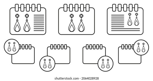 Earrings vector icon in calender set illustration for ui and ux, website or mobile application