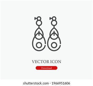 Earrings vector icon.  Editable stroke. Linear style sign for use on web design and mobile apps, logo. Symbol illustration. Pixel vector graphics - Vector