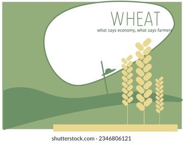 Ears of corn on a harvest landscape. Book cover, web site home page