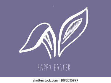 Orejas, Feliz Pascua. Ilustración dibujada a mano.	
