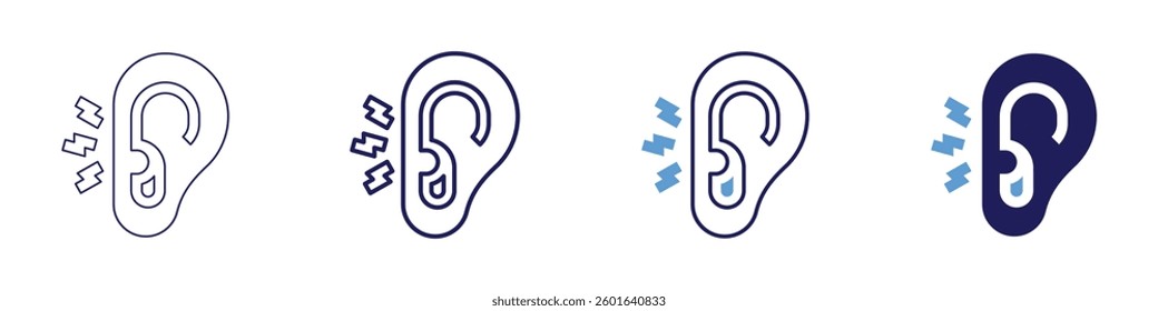 Ears icon in 4 different styles. Thin Line, Line, Bold Line, Duotone. Duotone style. Editable stroke.