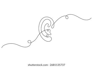 
Ears icon continuous one line drawing minimalist style isolate outline vector illustration
