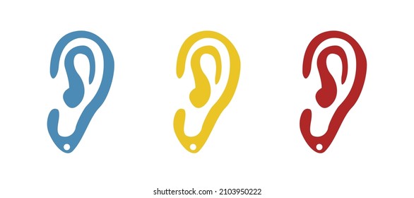 icono de orejas en fondo blanco, ilustración vectorial