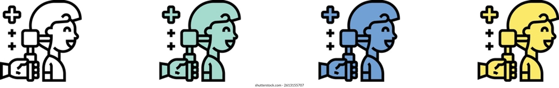 ears icon. Outline, Green, Blue and Yellow Style Design Isolated On White Background