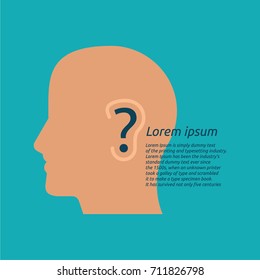 Ears, question marks, people with hearing problems
