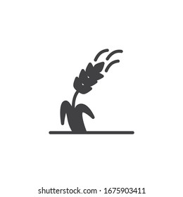 Ears of ripe wheat vector icon. filled flat sign for mobile concept and web design. Growing wheat glyph icon. Agriculture symbol, logo illustration. Vector graphics