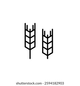 Ears of wheat. Allergen warning, grain-based ingredients. Pixel perfect, editable stroke vector icon