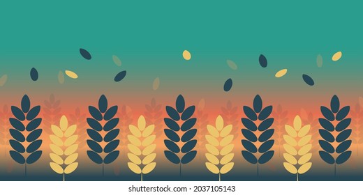 Ears of wheat, barley, rye. Design of growing grain of agricultural plants in the fields. Vector.