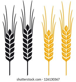 Ears of Wheat, Barley or Rye vector visual graphic icons, ideal for bread packaging, beer labels etc.