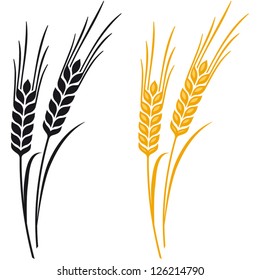 Ears of Wheat, Barley or Rye vector visual graphic icons, ideal for bread packaging, beer labels etc.