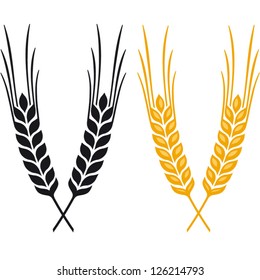 Ears of Wheat, Barley or Rye vector visual graphic icons, ideal for bread packaging, beer labels etc.