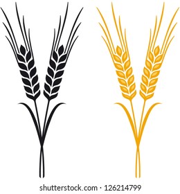 Ears of Wheat, Barley or Rye vector visual graphic icons, ideal for bread packaging, beer labels etc.