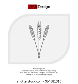 Ears of Wheat, Barley or Rye vector visual graphic icons, ideal for bread packaging, beer labels etc.
