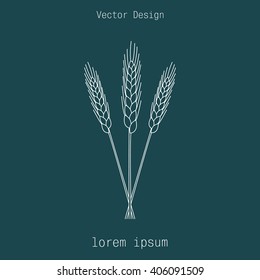 Ears of Wheat, Barley or Rye vector visual graphic icons, ideal for bread packaging, beer labels etc.