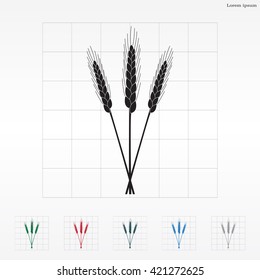 Ears of Wheat, Barley or Rye vector visual graphic icons, ideal for bread packaging, beer labels etc.