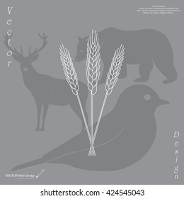 Ears of Wheat, Barley or Rye vector visual graphic icons, ideal for bread packaging, beer labels etc.