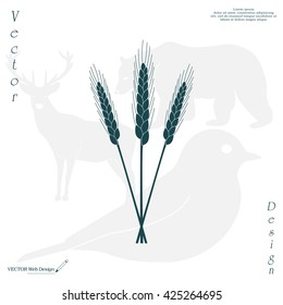 Ears of Wheat, Barley or Rye vector visual graphic icons, ideal for bread packaging, beer labels etc.