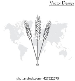 Ears of Wheat, Barley or Rye vector visual graphic icons, ideal for bread packaging, beer labels etc.