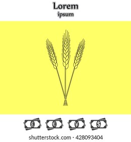 Ears of Wheat, Barley or Rye vector visual graphic icons, ideal for bread packaging, beer labels etc.