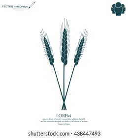 Ears of Wheat, Barley or Rye vector visual graphic icons, ideal for bread packaging, beer labels etc.