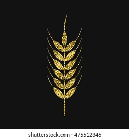 Ears of Wheat, Barley or Rye vector graphic icons, ideal for bread packaging. Glitter wheat