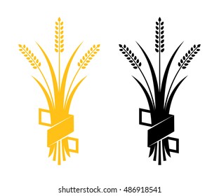 Ears of Wheat, Barley or Rye vector visual graphic icons, ideal for bread packaging, beer labels etc
