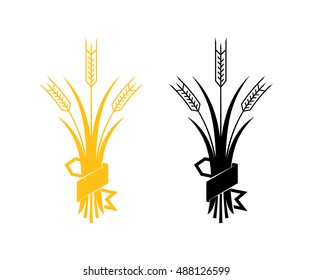 Ears of Wheat, Barley or Rye vector visual graphic icons, ideal for bread packaging, beer labels etc.