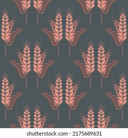 Ears of wheat beige brown spikelet seamless pattern vector illustration