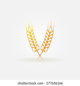 Ears of wheat bright logo or icon - vector black symbol