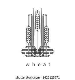 Weizenähren. Design-Element für Bäckerei, Brauerei, Weizenprodukte, Bauernladen, Bauernmarkt. Lineares Symbol, Symbol, Zeichen, Logo.