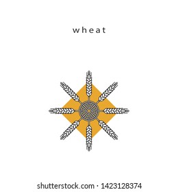 Ears of wheat. Design element for bakery, brewery, wheat products, farm shop, farmer market. Linear icon, symbol, sign, logo.