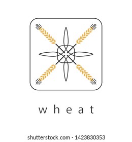 Ears of wheat. Design element for bakery, brewing, wheat products. Linear icon, symbol, sign, logo.