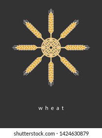 Ears of wheat. Design element for bakery, brewery, wheat products, farm shop, farmer market. Linear icon, symbol, sign, logo.