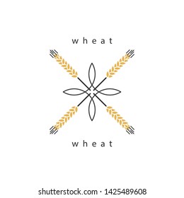 Ears of wheat. Design element for bakery, brewing, wheat products. Linear icon, symbol, sign, logo.