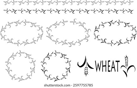 Ears of wheat frame, line set.