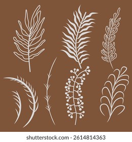 Ears of wheat and grain seamless repeating pattern abstract repeating vector background. Floral ornament with dried whole grains, ear of spelled, corn. Cereal harvest, agriculture. Hand drawn