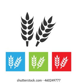 Ears of wheat. Growing ears icon. Simple logo of wheat ears on white background. Flat vector illustration.