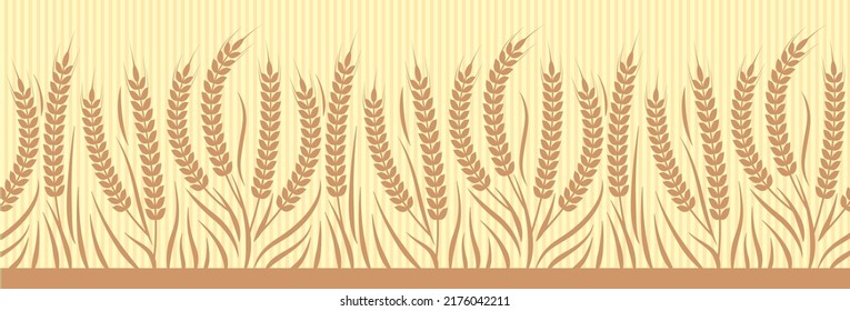 Ears of wheat horizontal border seamless pattern. Wheat pattern vector