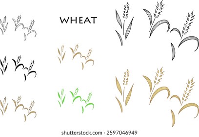 Ears of wheat objects of various colors.
