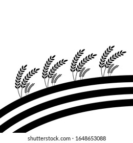 Ears of wheat on a black field on a white background, vector