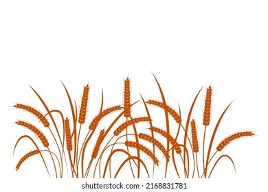 Ears of wheat on a transparent background. Horizontal pattern. Single color vector illustration