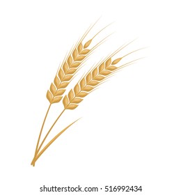 Ears Of Wheat Pasta Icon In Cartoon Style Isolated On White Background. Types Of Pasta Symbol Stock Vector Illustration.