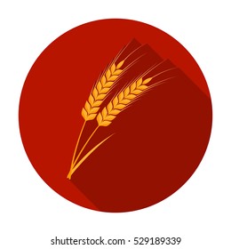 Ears of wheat pasta icon in flat style isolated on white background. Types of pasta symbol stock vector illustration.