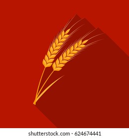 Ears of wheat pasta icon in flate style isolated on white background. Types of pasta symbol stock vector illustration.