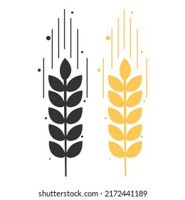 Ears of Wheat plant spikelets, Barley or Rye vector visual graphic icons, ideal for bread packaging, beer labels etc. Cartoon Flat Vector illustration isolated on white background.