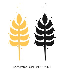 Ears of Wheat plant spikelets, Barley or Rye vector visual graphic icons, ideal for bread packaging, beer labels etc. Cartoon Flat Vector illustration isolated on white background.