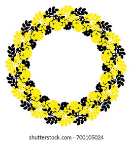 Ears of wheat in ring on white background. Vector illustration. Nature symbols.