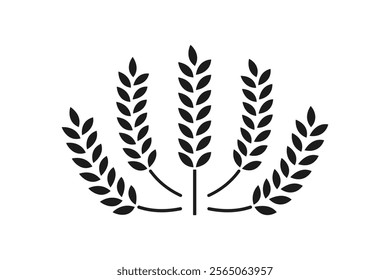 Ears of wheat symbols. Wheat silhouettes. Wheat logo icon vector illustration. Bake, bakery, pastry, cake, grain, staple food