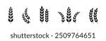 Ears of wheat symbols. Wheat silhouettes. Wheat vector icons