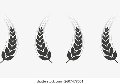 Ears of wheat symbols. Wheat silhouettes. Wheat vector icons	
